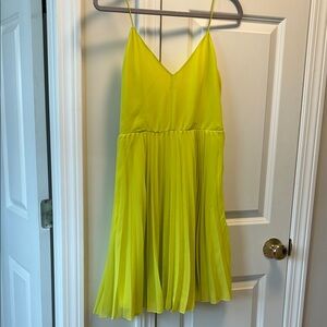ASOS Neon Yellow Pleated Slip Dress